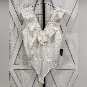 Express Deep V Ruffle Bodysuit